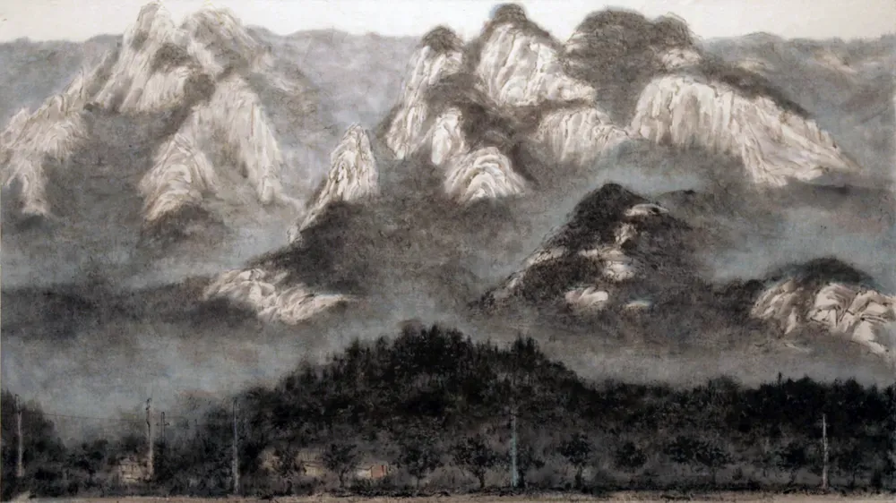 Mountain & Water (山水), Ryu Sung Chul, 2011, Korean ink and pigment on paper, 117 x 65cm.webp