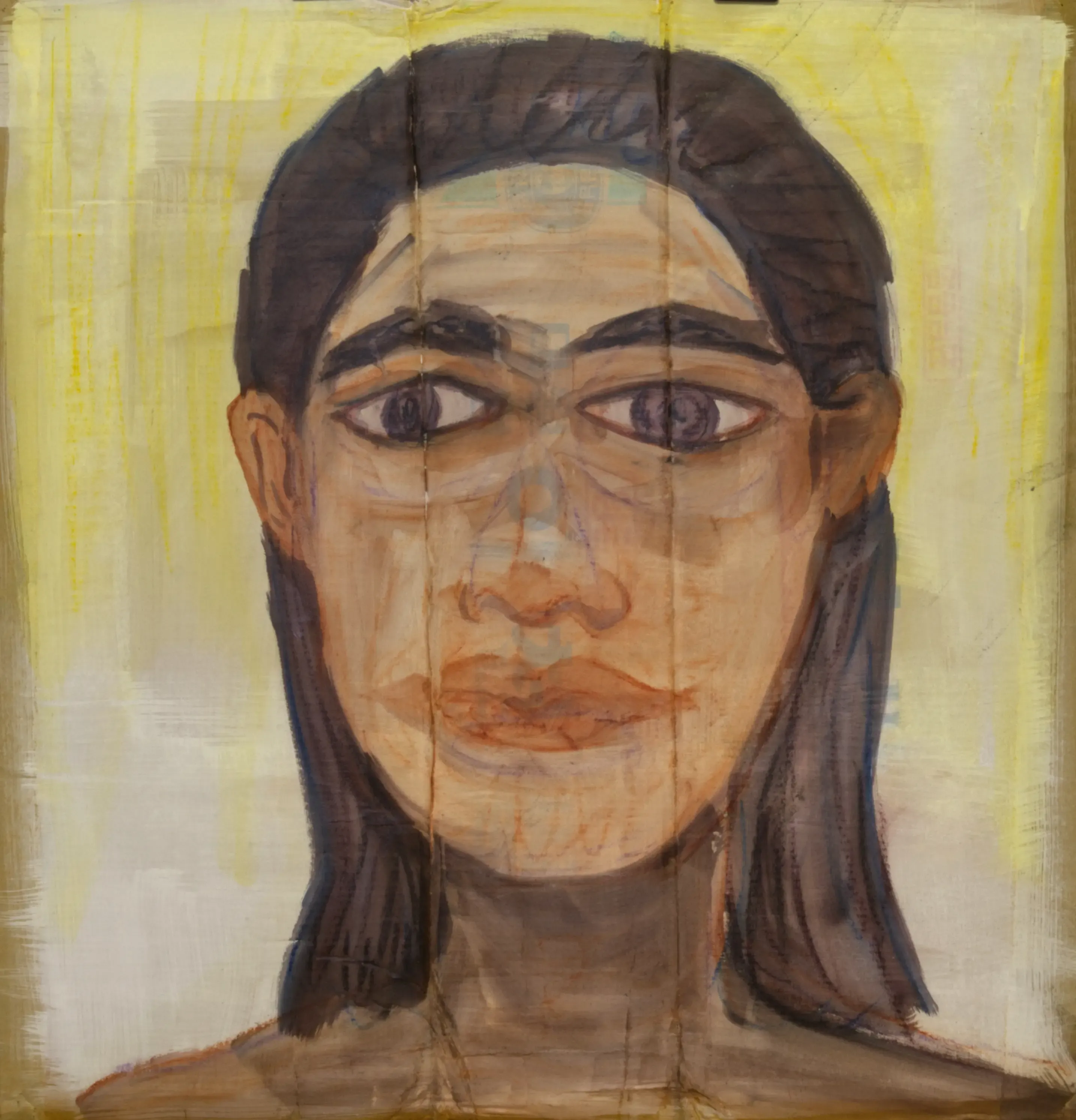 Self Portrait-02, 2022, Pastel, acrylic on hard board paper, 58 x 55 cm.webp