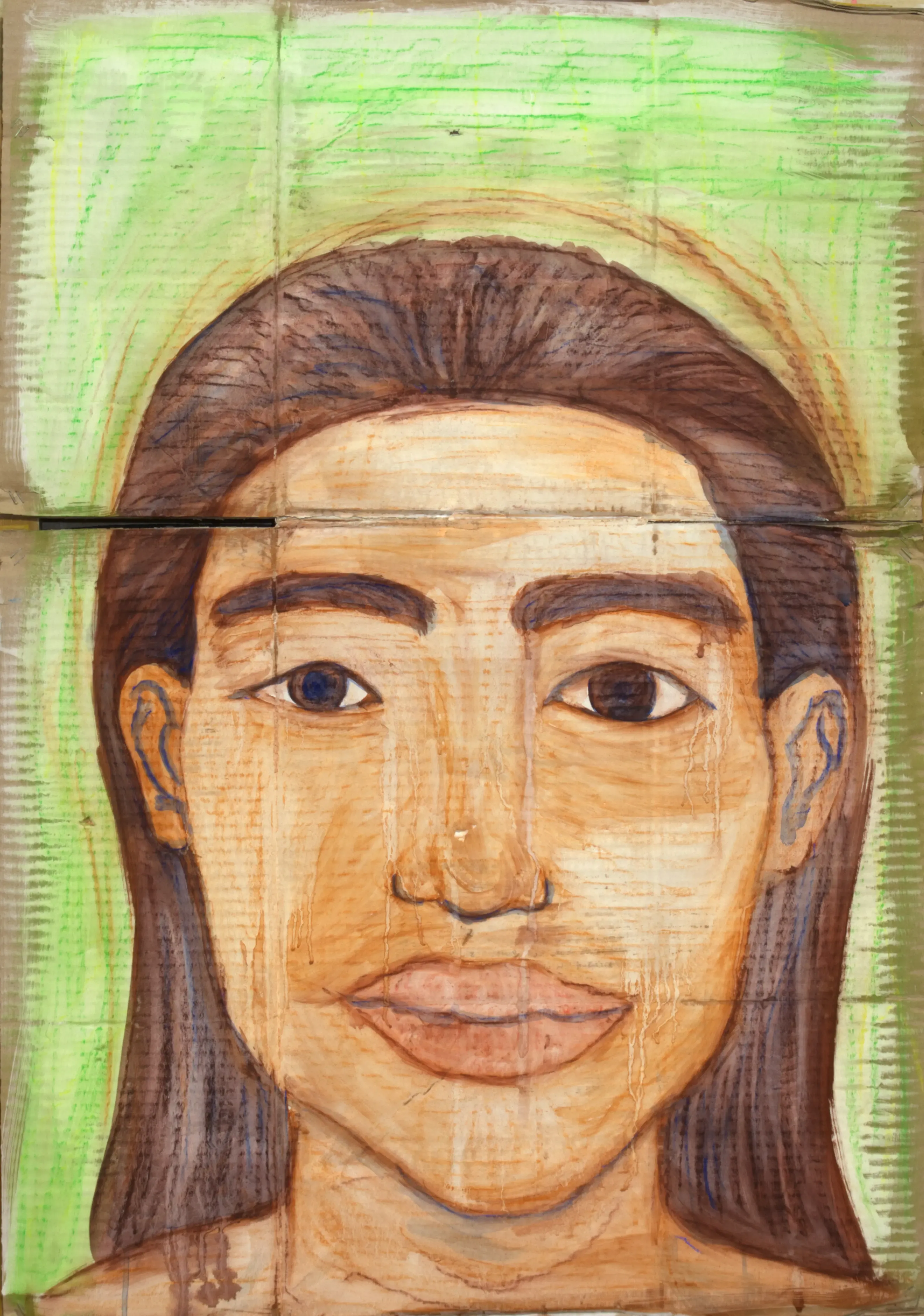 Self Portrait-03, 2022, Pastel, acrylic on hard board paper, 97 x 68 cm.webp