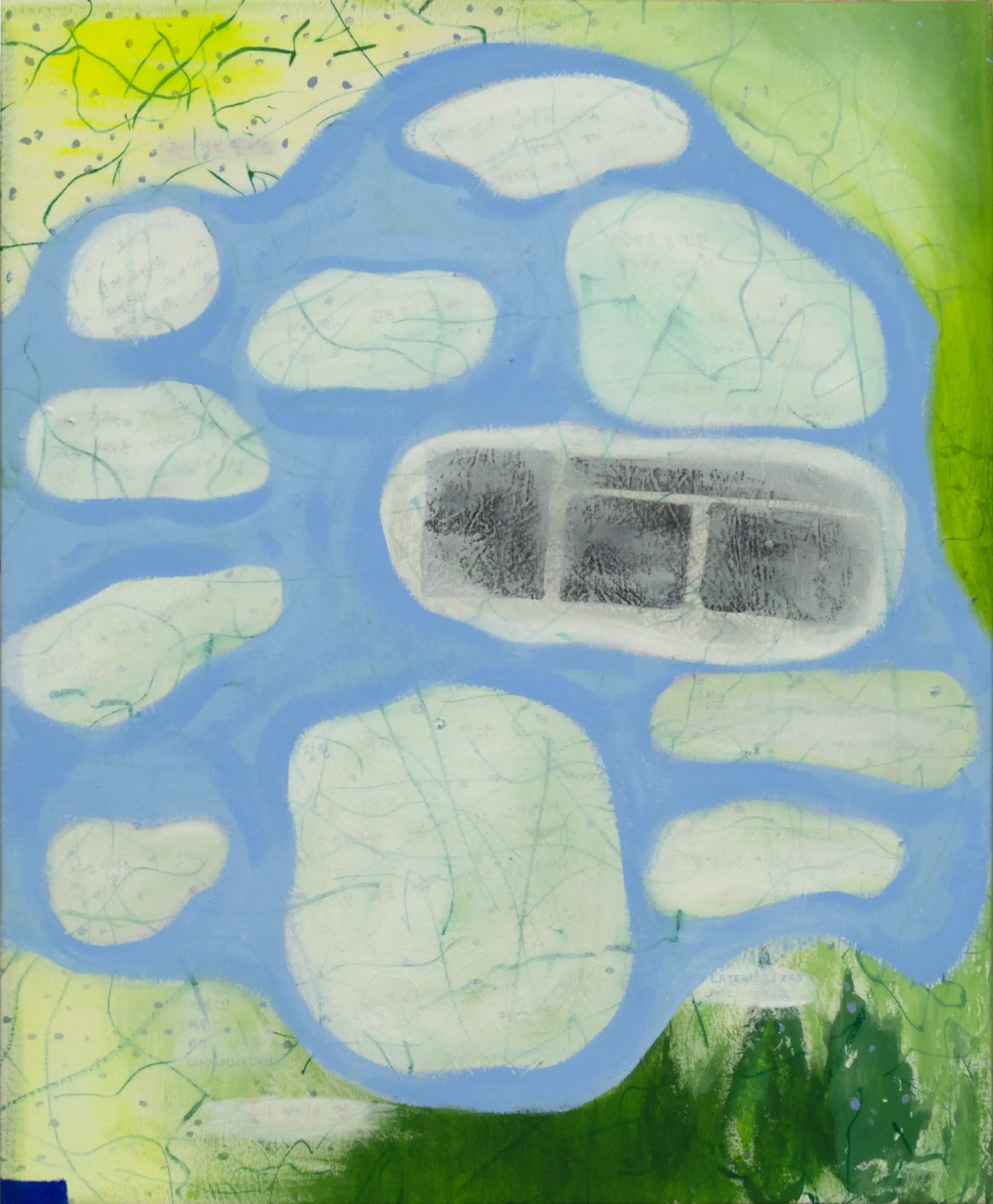 Thinking-01, 2022, Pencile, ballpen, acrylic on canvas, 65 x 53 cm.webp